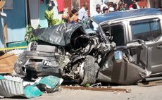 Close up of the damaged vehicle