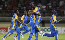 Barbados team celebrate beating Trinidad & Tobago in Nagico Super 50 Finals