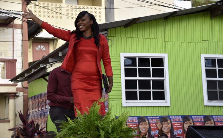Candidate Denise Charles makes an entrance