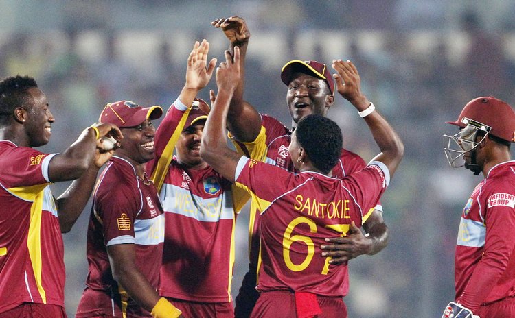 West Indies Cricket Team celebrate 