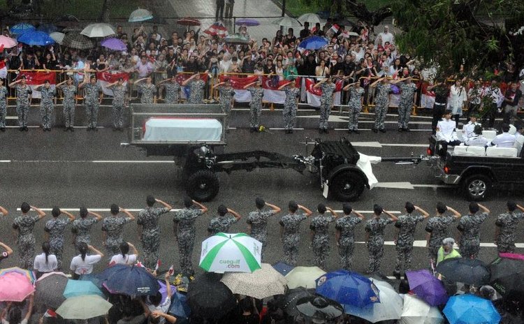 Singapore holds a state funeral for Former Prime Minister Lee Kuan Yew on March 29, 2015. (Xinhua/Then Chih Wey)