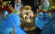 SAO PAULO, Feb. 6, 2016 (Xinhua) -- Revelers of "Perola Negra" perform in the samba schools parade, during the Carnival opening at Anhembi Sambadrome, in Sao Paulo, Brazil, on Feb. 5, 2016. 