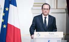 PARIS, June 24, 2016 (Xinhua) -- French President Francois Hollande speaks at a press conference in Paris, France, June 24, 2016. 