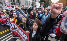  People hold a protest against the inauguration of Donald Trump as the new U.S. president, in Los Angeles Jan. 20, 2017