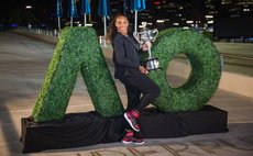 Serena Williams, poses after winning Australian Open