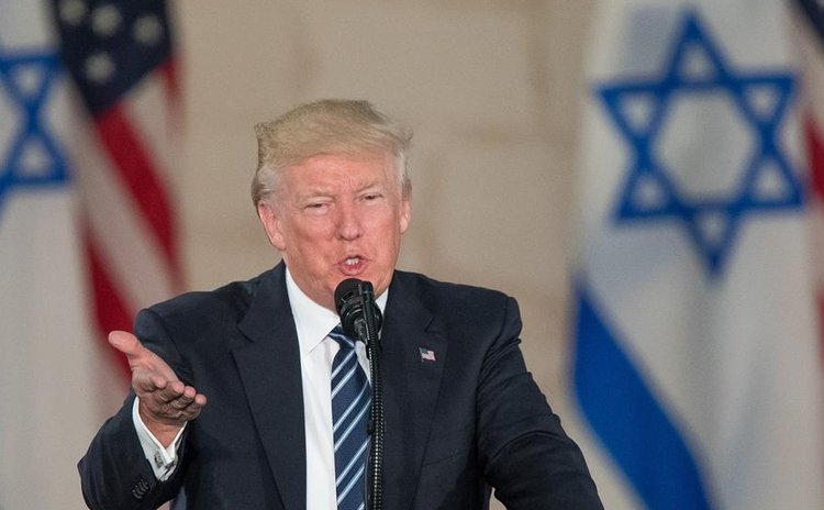 U.S. President Donald Trump delivers a speech at the Israel Museum in Jerusalem on May 23, 2017