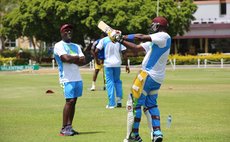 Sir Viv watches a young batsman execute a pull (WICB photo)