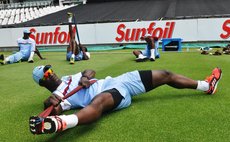 Sammy, West Indies T20 captain, trains before the game