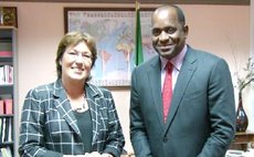 Prime Minister Skerrit, right, and New Zealand High Commissioner to Dominica Jan Henderson
