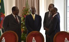 Left to right: CCJ president Sir Dennis Byron, Dr.Francis Alexis, Prime Minister Roosevelt Skerrit and AG Levi Peter at ceremony