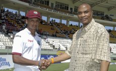 Shane Dowrich receives first cap from Norbert Phillip