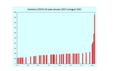 Dominica's COVID-19 cases January 2021 to August 2021