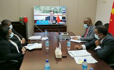 Dominica government officials at teleconference Monday (Photo supplied by Chinese embassy)