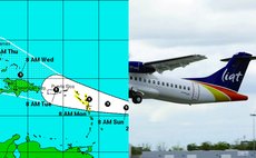 LIAT aircraft and path of Hurricane Danny