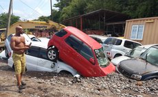 River drives a car on the back of another at Massacre