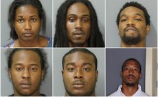  Charged with Robbery: (top row, left to right)-Cynthia Dorsette, Michael Magloire, Jason Dubique; (Bottom row, left to right)-Akim Anton Francis, Elrado Ducreay, Craig Christian