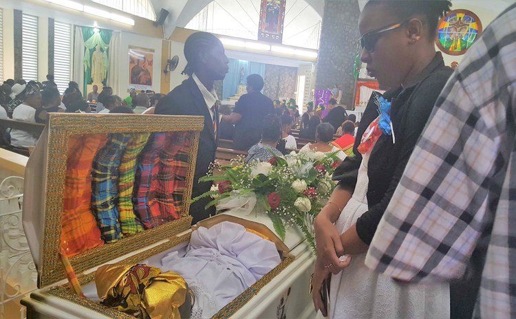 At the funeral service of Jacinta David at the St. Alphonsus Roman Catholic Church at Pottersville , Goodwill on 7 December 2017