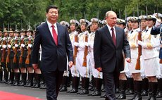 SHANGHAI, May 20, 2014 (Xinhua) -- Chinese President Xi Jinping (front L) holds a welcoming ceremony for Russian President Vladimir Putin (front R) in Shanghai, east China, May 20, 2014. 