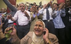 CAIRO, June 3, 2014 (Xinhua) -- Supporters of ex-military chief Abdel-Fattah al-Sisi celebrate after the result of Egyptian presidential election was announced in Cairo, Egypt, June 3, 2014. 