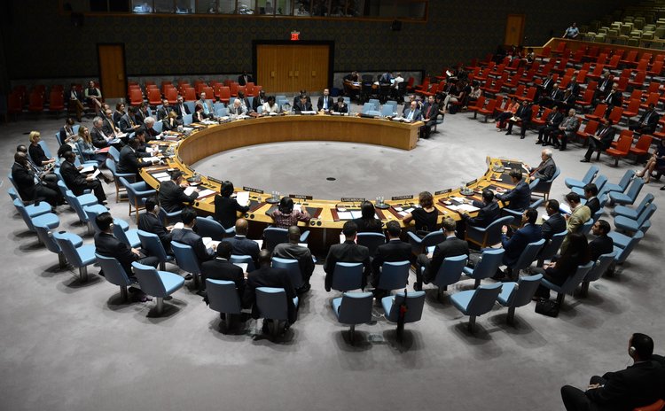 NEW YORK, July 28, 2014 (Xinhua) -- The UN Security Council holds an emergency meeting on the situation in the Middle East, at the UN headquarters in New York, on July 28, 2014. 