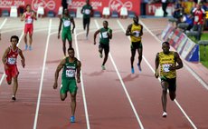 GLASGOW, Aug. 2, 2014 (Xinhua) -- Usian Bolt (1st R) of Jamaica competes during the men's 4X100m relay round 1 of Athletics at the 2014 Glasgow Commonwealth Games 