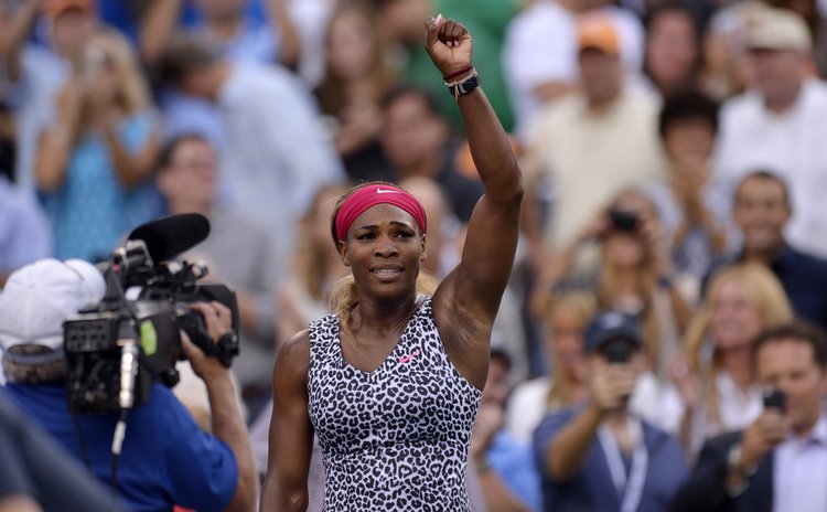 NEW YORK, Sept. 8, 2014 (Xinhua) -- Serena Williams of the United States celebrates after the women's singles final match against Caroline Wozniacki of Denmark at the 2014 U.S