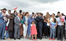 ANKARA, Sep. 20, 2014 (Xinhua) -- Released Turkish hostages meet with their families at the Ankara Esenboga Airport, Turkey, Sept. 20, 2014. 