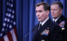 WASHINGTON D.C., Sept. 23, 2014 (Xinhua) -- Pentagon Press Secretary John Kirby speaks during a briefing at the Pentagon in Washington D.C., capital of the United States, Sept. 23, 2014. 