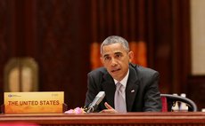 BEIJING, Nov. 11, 2014 (Xinhua) -- U.S. President Barack Obama speaks during the 22nd APEC Economic Leaders' Meeting at Beijing,China, Nov. 11, 2014. 