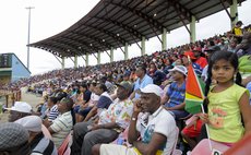 West Indies fans at the Guyana Stadium on Sunday