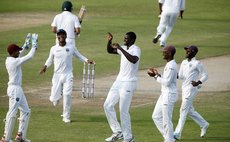 West Indies team celebrate