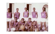 SMA, 1st Knock-out Champs, (1966). Std/ing (L-R): Mascoten Zamore, Atherly Winston, McFord Zamore, George Daniel, Bernard Thomas. Stooping: E Charles, B.Sorhaindo, Eddie Royer, Daniel Shillingford