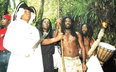 Ras Algie , extreme left, Alex Bruno and the rest of the Neg Maroon cast