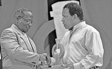 President Liverpool hands Golden Drum trophy to Allan Moise