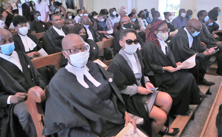 Friends, relatives and colleagues attend the funeral service of the late Attorney at Law, Magistrate, broadcaster and dramatist Michael Emmanuel "Mikey" Bruney 29