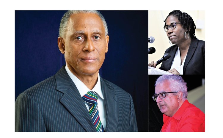 Clockwise from left: Justice Saunders, Shillingford and Astaphan