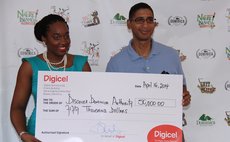 Clavia Timothy of Digicel and Collin Piper of DDA