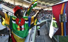 Chanderpaul Dominican fan at the Windsor Park Stadium