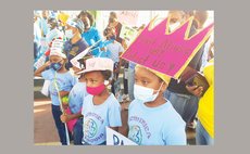 Children at the child abuse march at the Roseau Bayfront