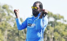 Chris Gayle trains