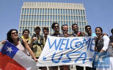 Cubans welcome American to Caribbean island