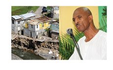 Gregoire,right, and a few damaged houses at Bath Estate