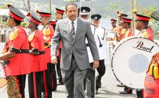 President Savarin and Government Band outside parliament on Wednesday 23 July 2014