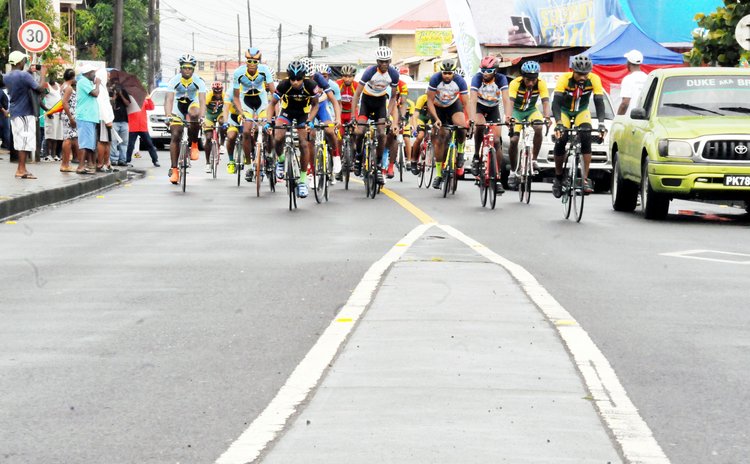 Cyclists at the starting point of the OECS race this morning