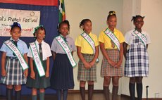 Competitors of the Miss Francophone Pageant pose at the opening of Francophonie activities