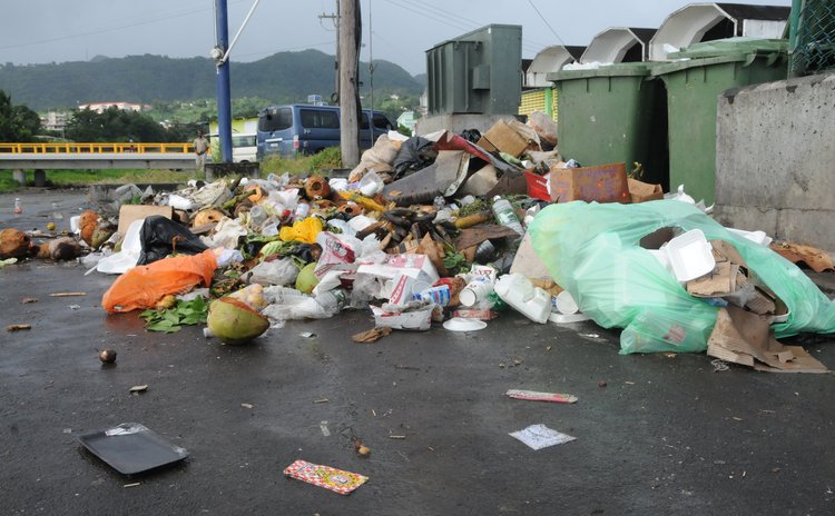 Garbage on Roseau street corner