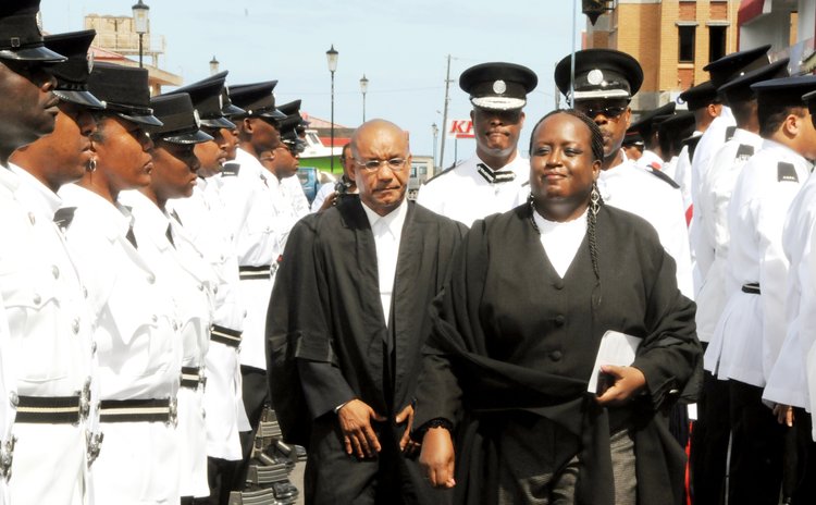 Judge Stephenson inspects Police Guard at the opening of the new law year