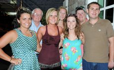 Ohio students outside their hotel in Roseau