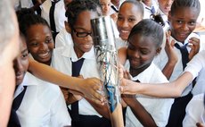 Convent High School girls touch the Baton