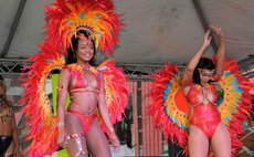 Performers display costumes at the opening of carnival 2018